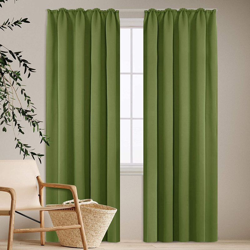 Deavin Blackout Curtain Pair, Width 140 x Drop 290cm, Green