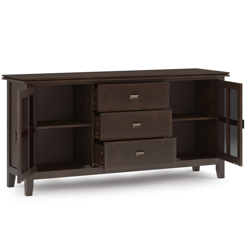 Artisan Dark Chestnut Brown Solid Wood Sideboard Buffet