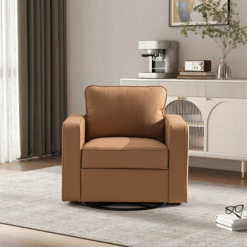 Fauteuil d'appoint pivotant l 33,7 po, fauteuil rembourré avec rangement, Ambre