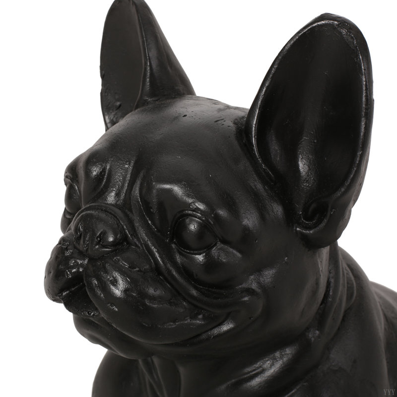 Statue de jardin bouledogue français Ohara, Noir mat