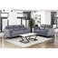 Siège 3 places en microfibre gris foncé avec design contemporain, pieds et structure en métal noir, coussins de siège d'une capacité de 300 lb, fabrication en contreplaqué