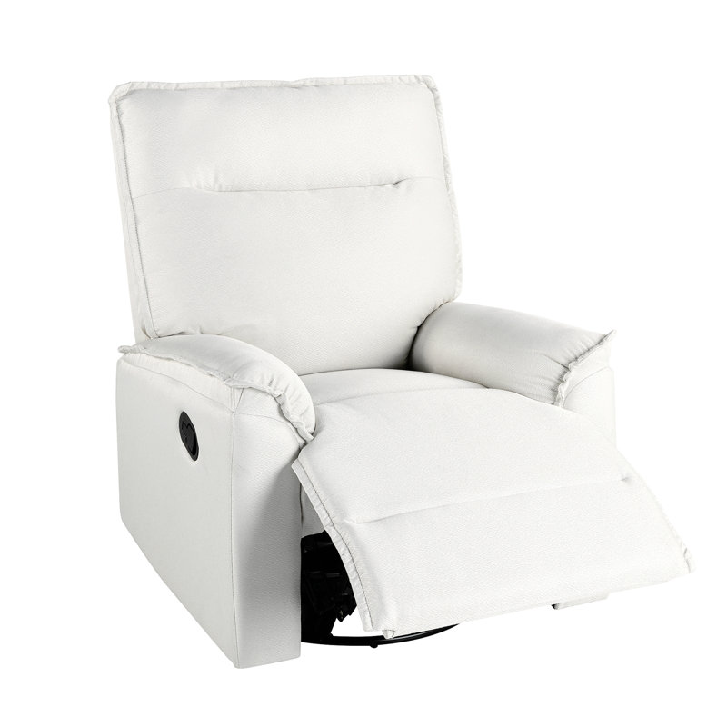 Addisyn Swivel and Rocker Recliner Chair, Beige 100% Linen