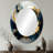 Golden Grey Abstract Fractal Whirls Of Serenity II - Large Oval Wall Mirror On Metal-1660573218