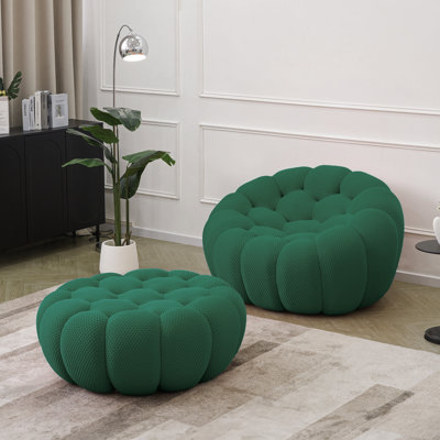 Cenie 48.43" Upholstered Club Accent Chair With Compression Ottoman, No Assembly Required