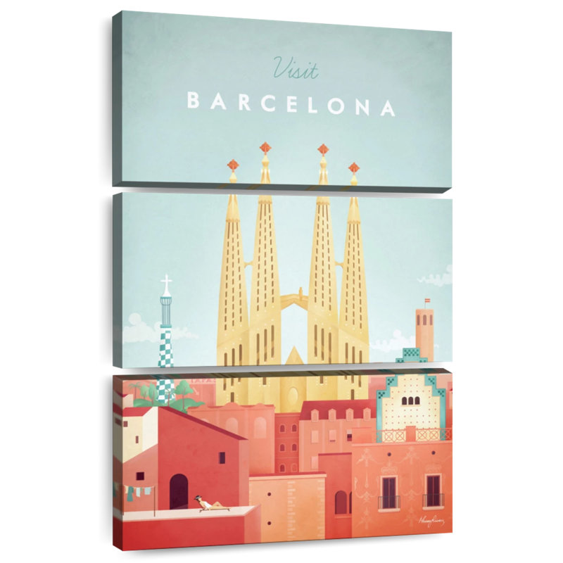 Affiche de voyage rétro Nicci Barcelona, H 38 po x l 24 po