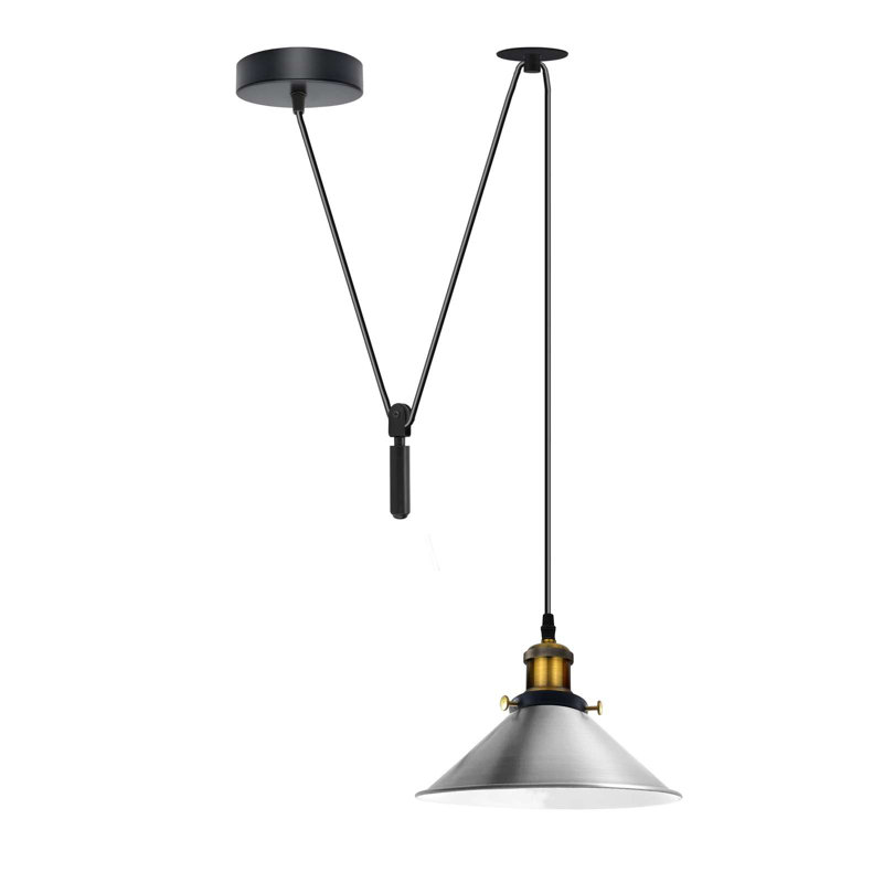 Anahla 1-Light Modern Industrial  Cone Pendant – Adjustable Ceiling Fixture for Contemporary Spaces, Satin Nickel, No