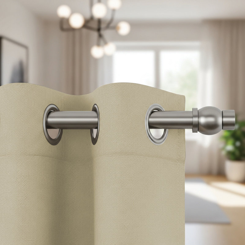 Jeffro Pair of Eyelet Blackout Curtain Panels, 167.64cm Width x 137.16cm Drop, Beige