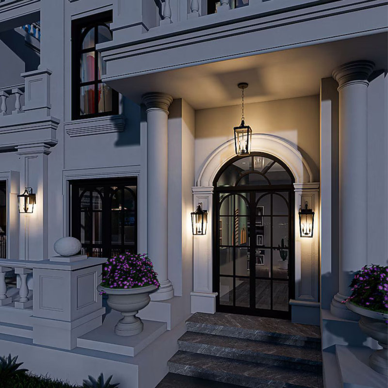 2 Light 20.1” Black Outdoor Wall Lantern Sconce - Image 8