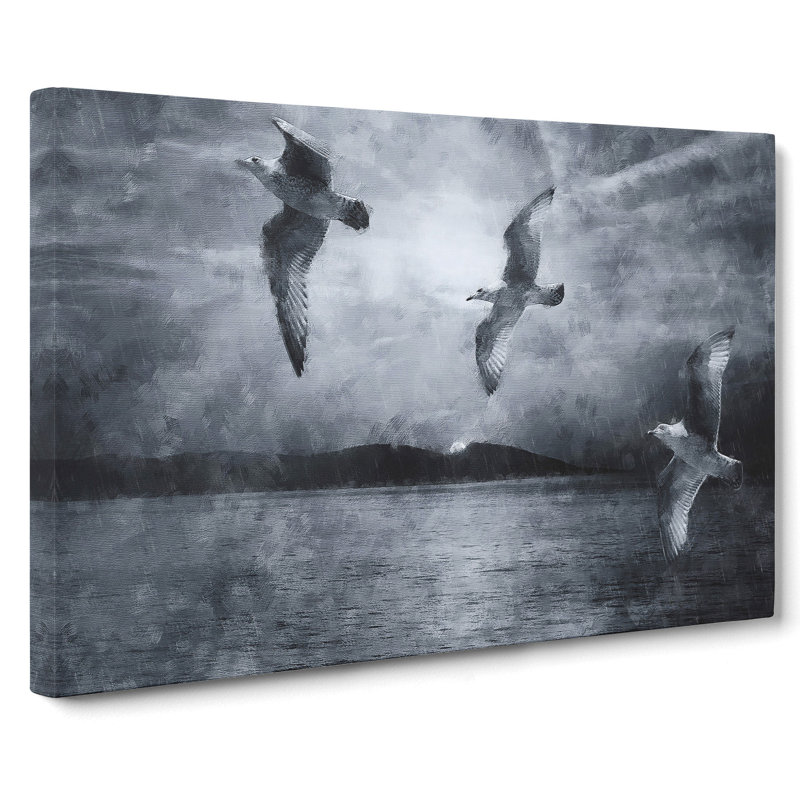 Three Seagulls - Wrapped Canvas, 40cm H x 60cm W x 3cm D