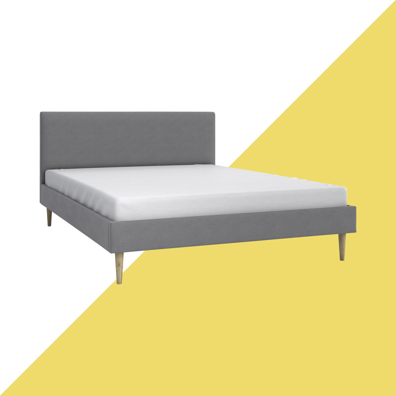 Renforth Upholstered Bed, Grey, 160 x 200cm with headboard