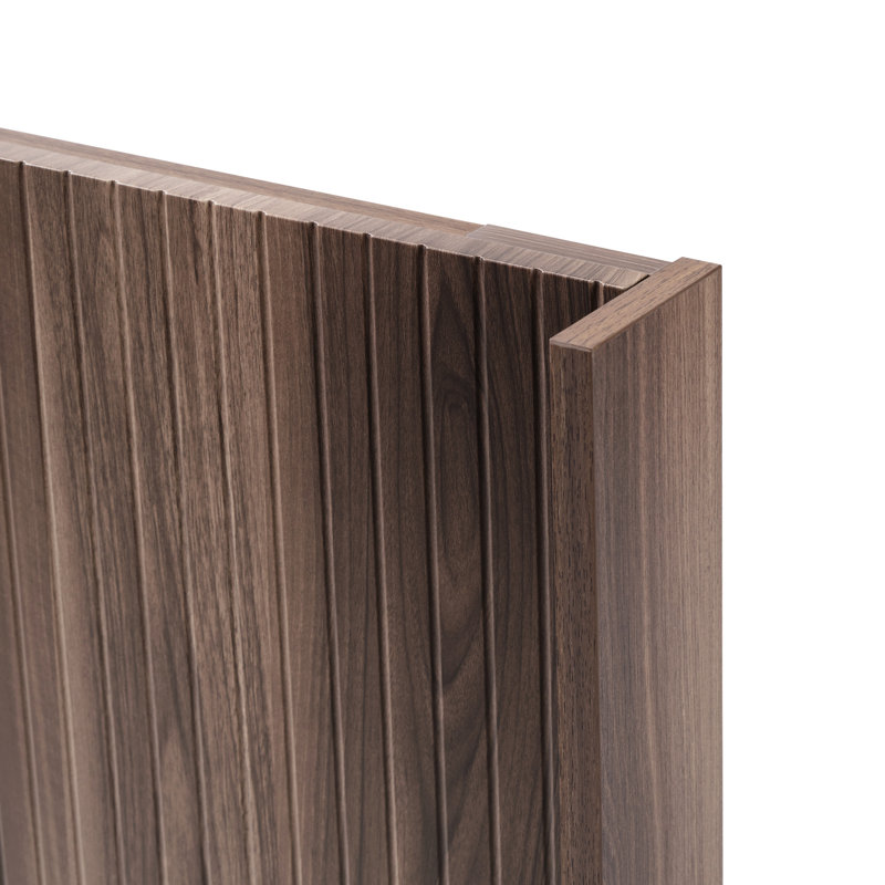 Tête de lit grand format en noyer, conception moderne avec panneau cannelé 3D et apparence de bois véritable, tête de lit en bois facile à assembler, panneau mural à oreilles, pour une chambre à coucher, simple