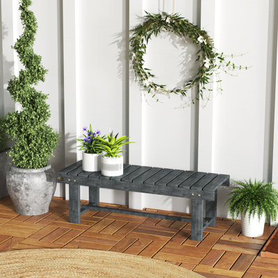 Abdirahim Wooden Garden Bench 2 Seater 110 x 38 x 35 cm Grey