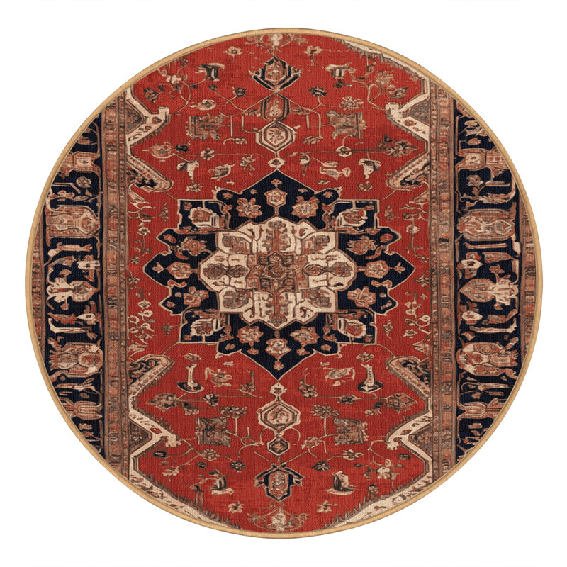 Tapis brun lavable à la machine, Rond 6 pi