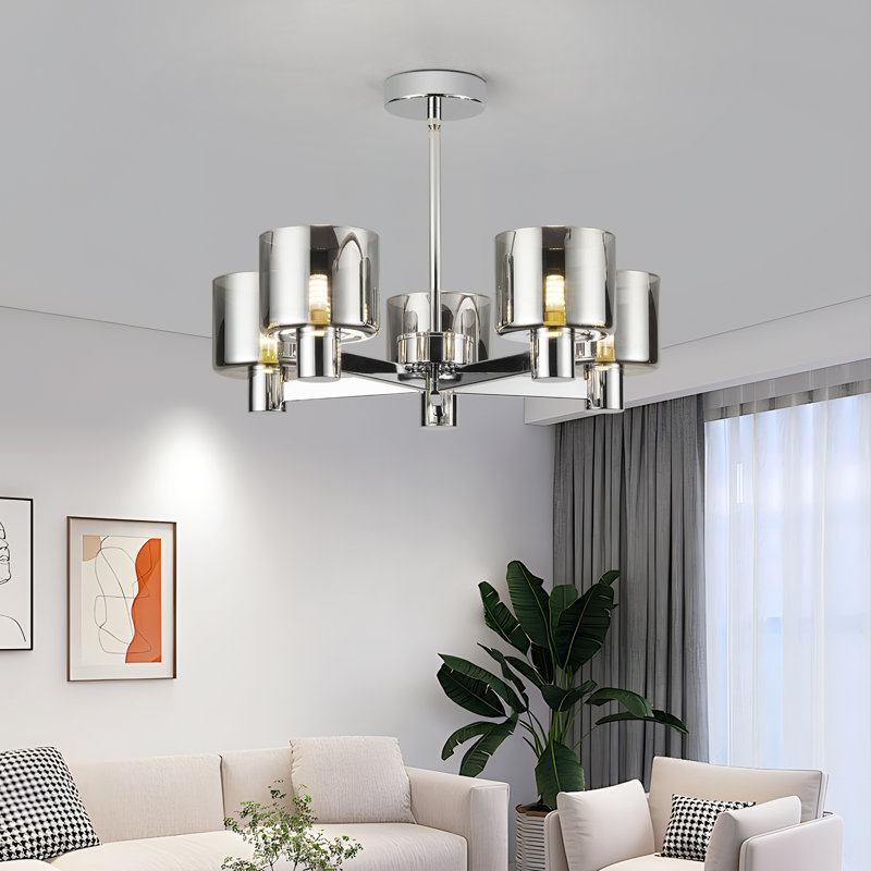 Glass Semi Flush Mount, Grey
