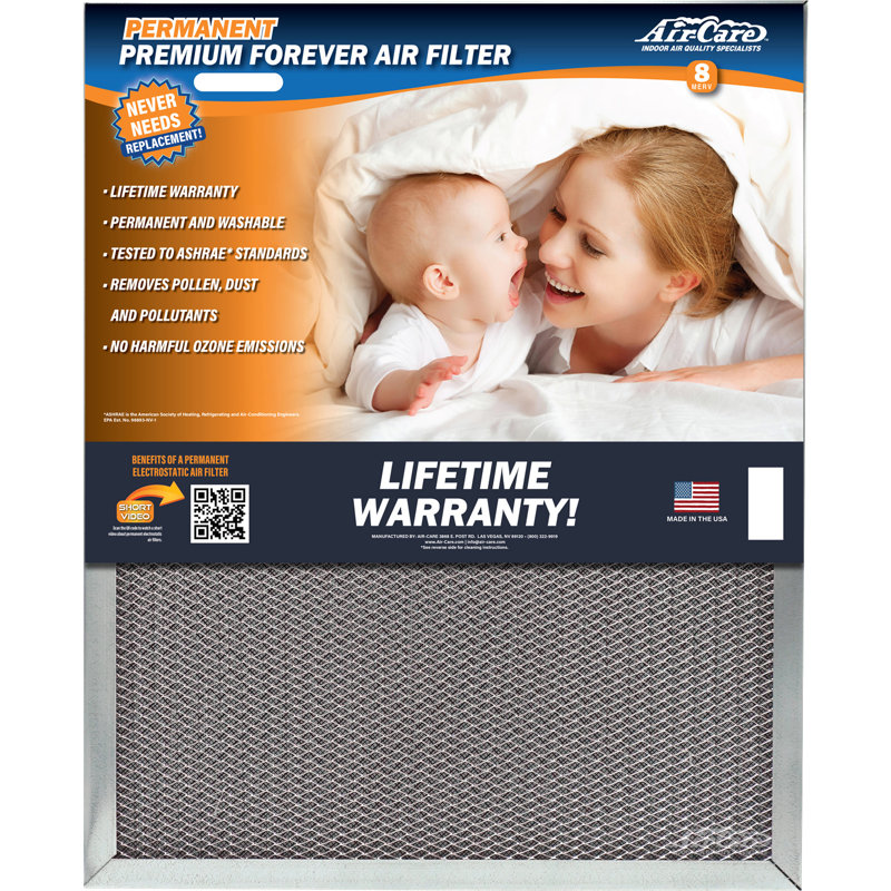 Filtre à air électrostatique lavable pour climatiseur ou fournaise, H 24 po x l 24 po x p 1 po