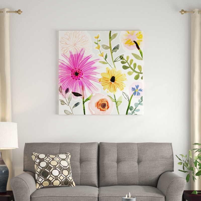 Floral Pop I by Victoria Borges - Painting on Canvas, 91cm H x 91cm W, Wrapped Canvas