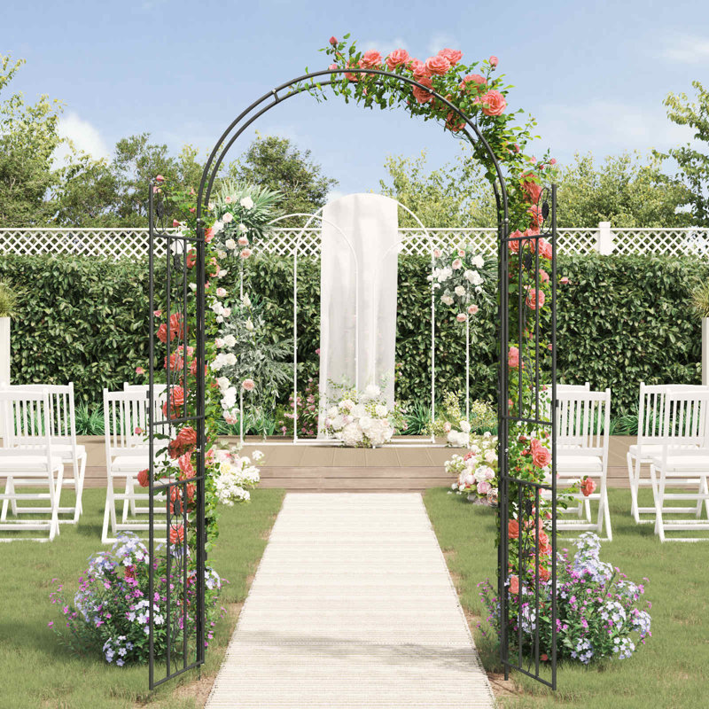 115cm W x 37cm D Steel Arbour, Black