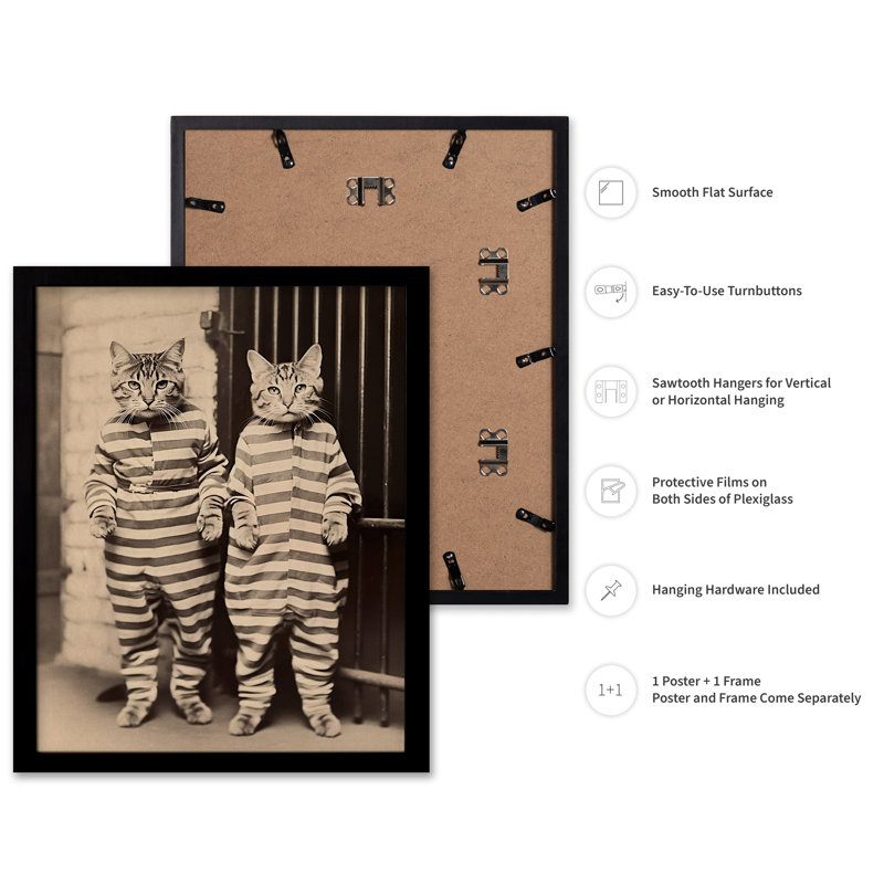 Chats en Prison, 24"H x 32"W, Poster, Black Framed