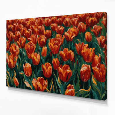 «Botanical Tulips», art mural sur toile verte