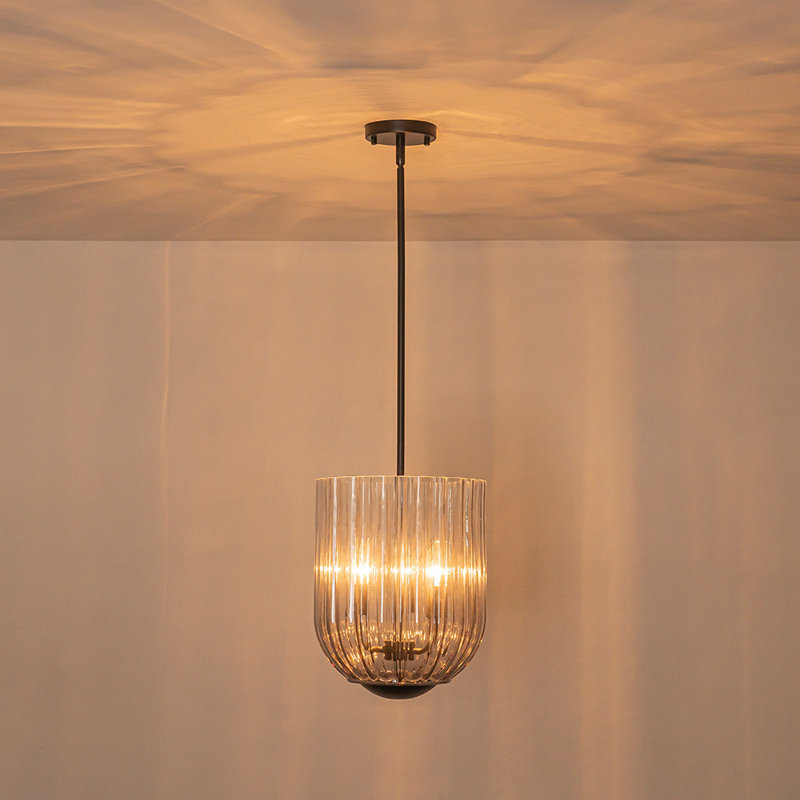 Luminaire bol suspendu en verre 3 lumières, Noir mat