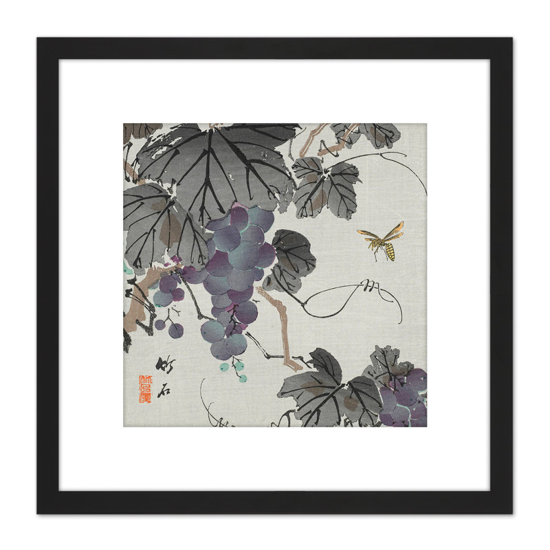 Grapes 1930s Chikuseki - Single Picture Frame Painting