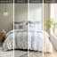 Housse de couette en coton pour très grand / très grand lit - Rayures grises, avec motif d'étoiles