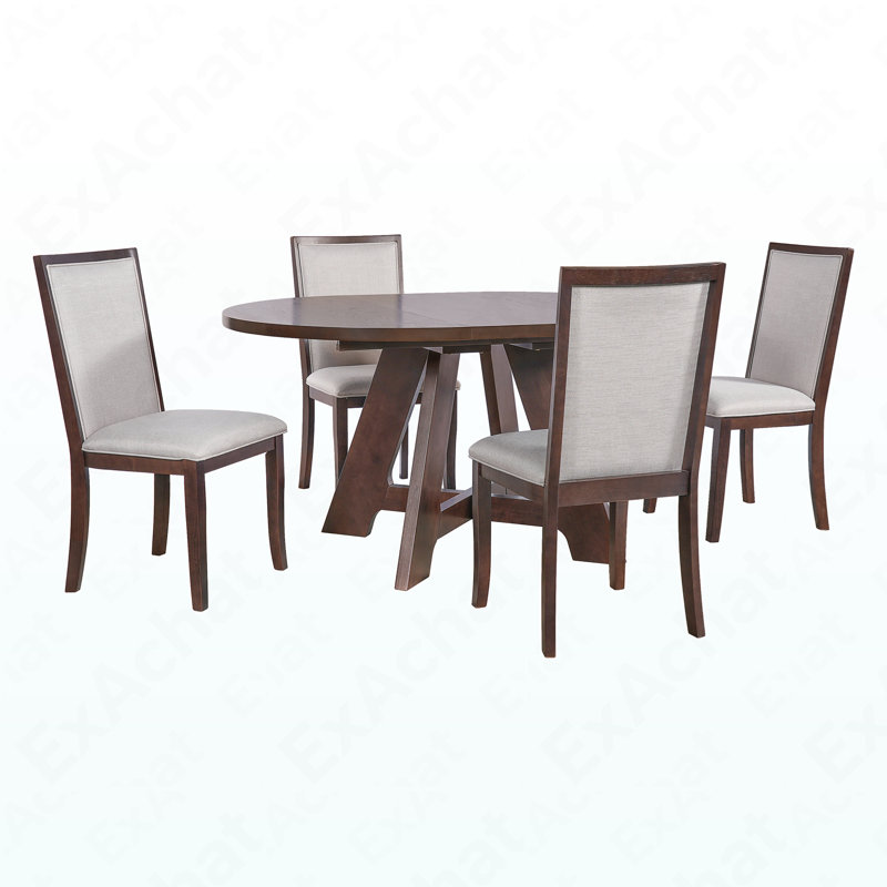 Ensemble de table de salle à manger pour 4 personnes Farmhouse, Brun / Gris clair