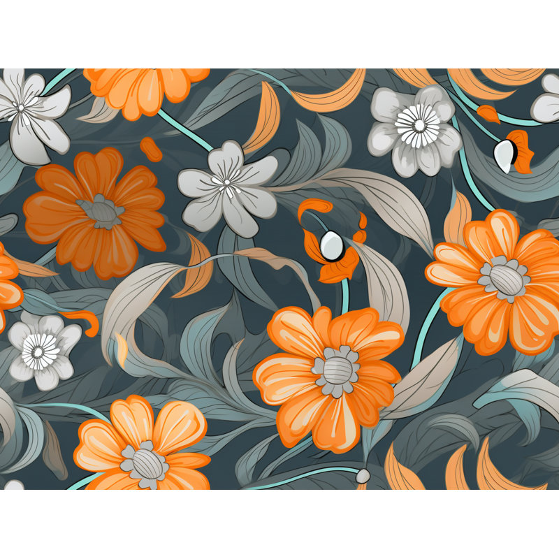 Machine Printed Comforter, Twin Extra Long Comforter, Orange/Silver