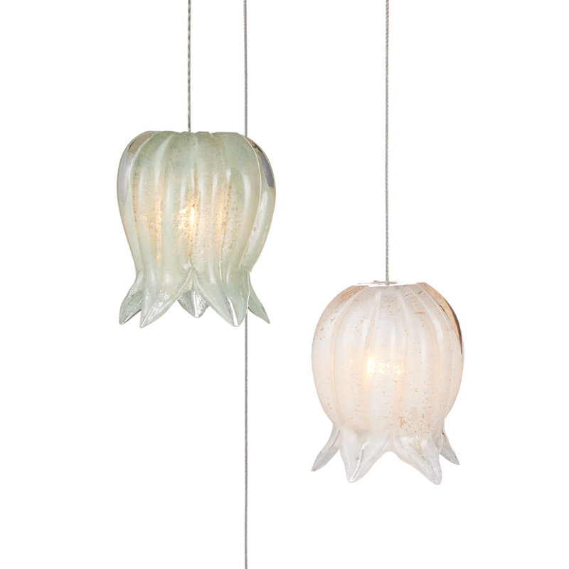 Polpo 7-Light Round Multi-Drop Pendant, 13" H x 7.5" W x 7.5" D, Blue/Green/White, 450 Lumens