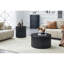 Ensemble de 2 tables basses gigognes, tables rondes en panneau de fibres à densité moyenne avec rangement intégré, tables d'appoint élégantes à grain de bois noir pour salon, chambre à coucher, table basse-125909517