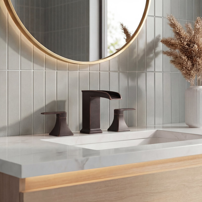 Widespread Waterfall 2-Handle Bathroom Sink Faucet with Drain Assembly, Oil Rubbed Bronze
