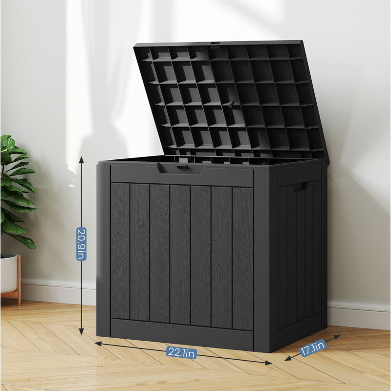 Coffre de terrasse avec capacité de 31 gallons, rangement extérieur verrouillable en résine résistant aux intempéries pour des livraisons sécurisées et un rangement intérieur dans le jardin ou le patio
