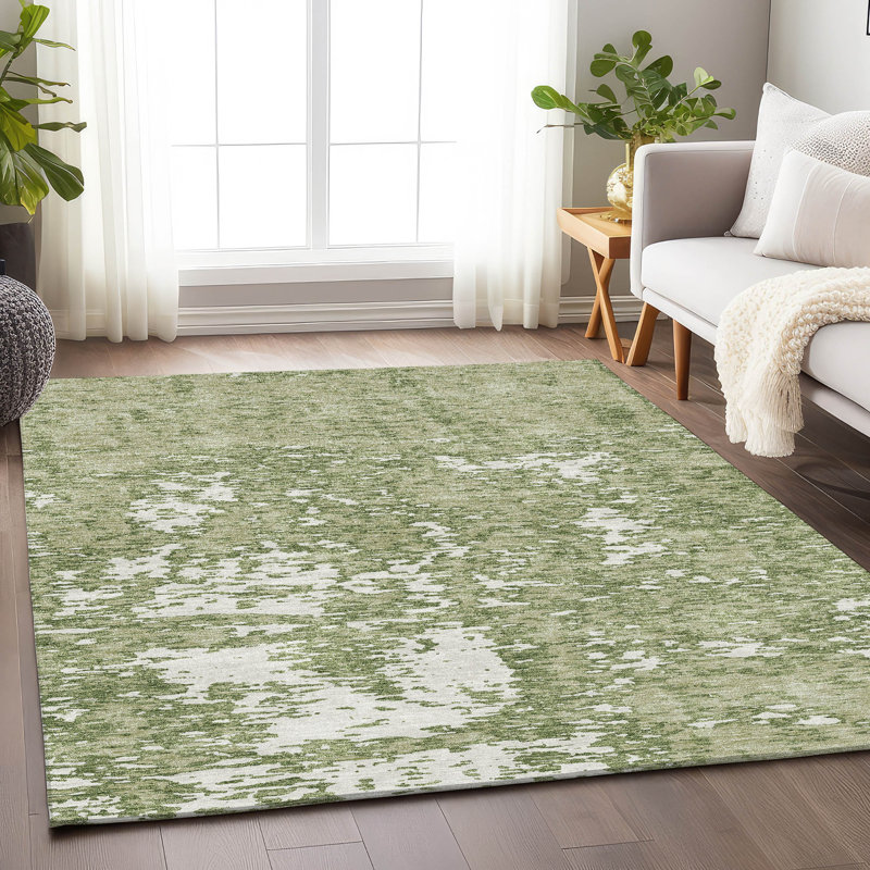 Premium Machine Washable Prisco Aloe Rug, Rectangle 8' x 10'