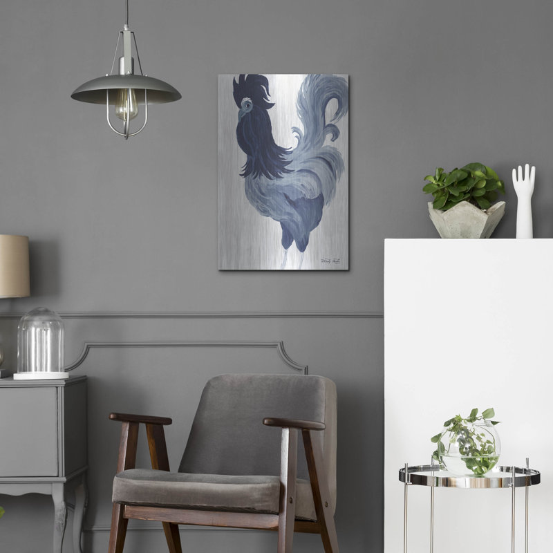 «Green Purple Rooster II» par Cindy Jacobs, art mural en métal, 24 po x 36 po, H 24 po x l 16 po