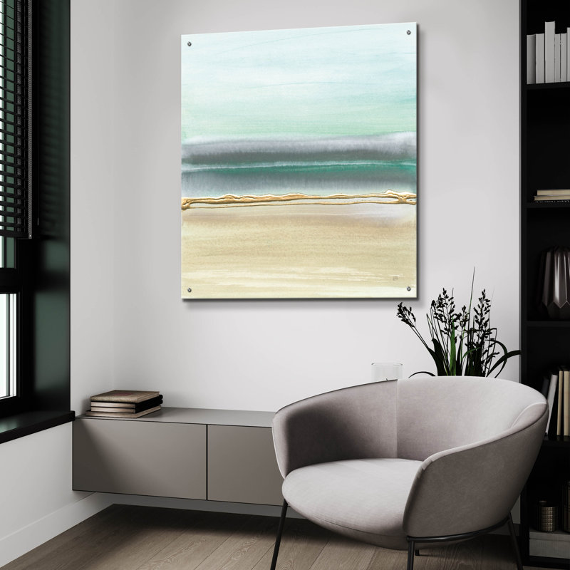 Art mural en verre Latitude Run® «Linear Emerald 1» par Chris Paschke, H 36 po x l 36 po x P 0,2 po