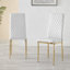 Tierra Modern Metal & Glass Round Dining Table Set with 4 Quilted Faux Leather Chairs-1129087345