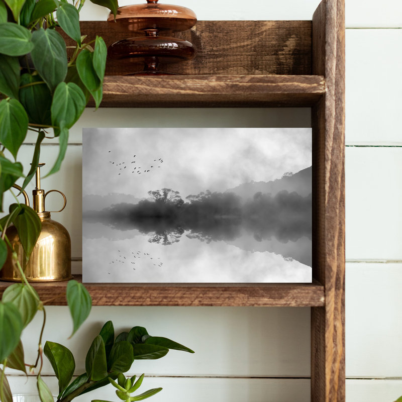 Contemporary Art Peaceful Serene Tranquil Bird Landscape Nature Wall Art - Wrapped Canvas Print, 45.72 cm H x 30.48 cm W
