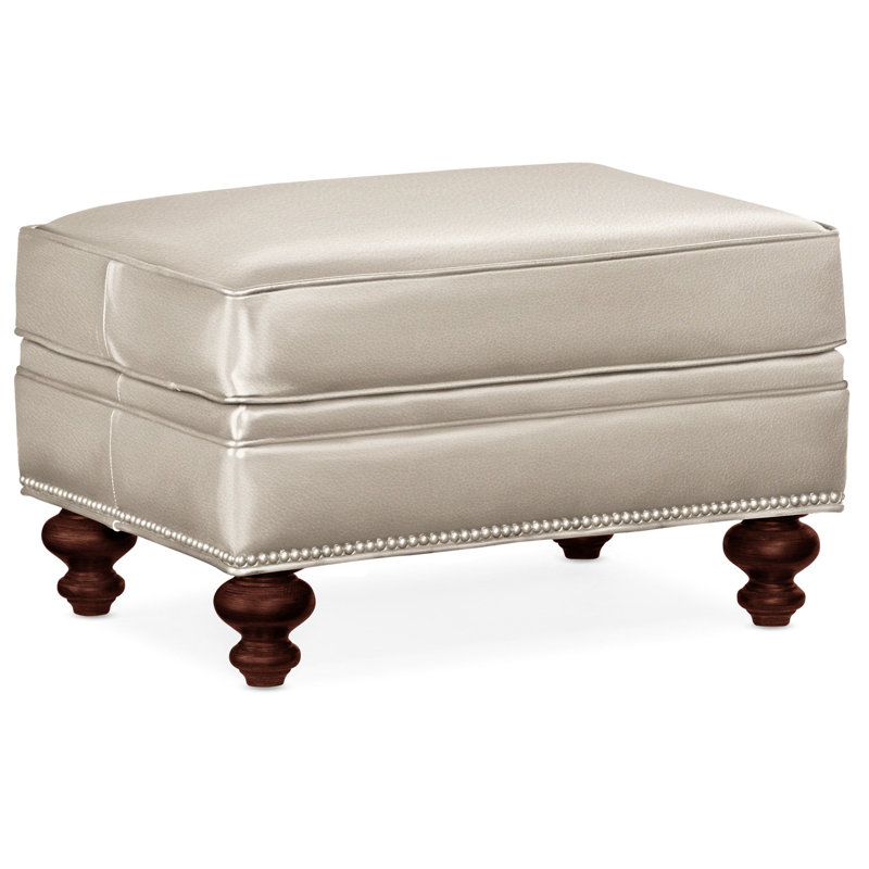 West Ottoman, Anilina Hunter Genuine Leather, Mahogany, Pewter