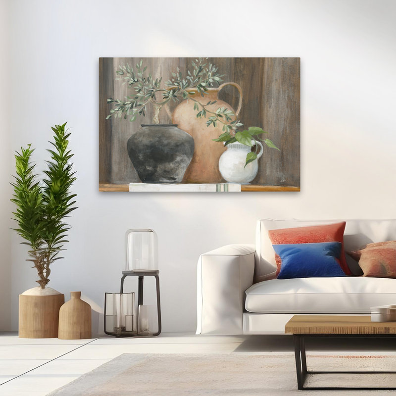 Simplicité contemporaine noir gris blanc brun bonsaï, H 48 po x l 32 po