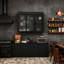 Armoire murale en verre arquée à 3 portes - noire, pour la cuisine, le salon et la salle de bain