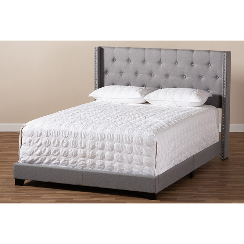 Lit standard tapissier Aghacully, Grand, Gris clair