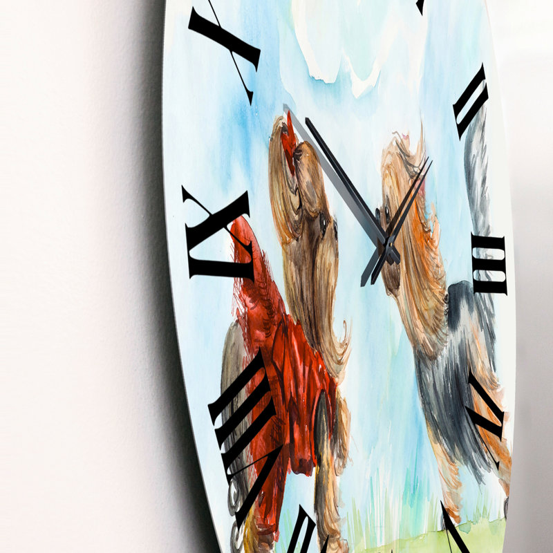 Yorkshire Terrier Dogs Meeting - Horloge murale traditionnelle, Moyen