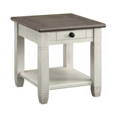 Wooden Living Room End Table With Drawer And Shelf - Rosy Brown And Antique White Finish | Gift Idea