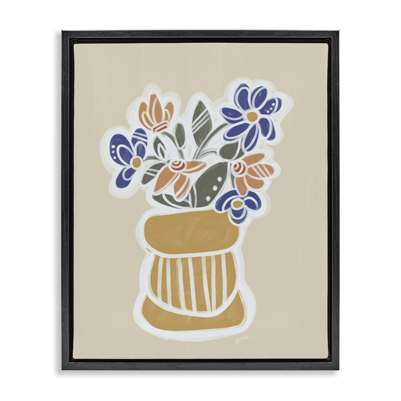 Cadre flottant avec bouquet de fleurs Arria, design par Beki Marquardt, Cadre flottant noir de jais, H 21 po x l 17 po