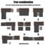 Ensemble de conversation modulaire en osier brun avec coussins noirs et coussins rouges pour l'extérieur