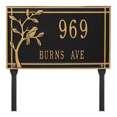 Woodridge Bird Personalized Standard 2-Line Lawn Address Sign