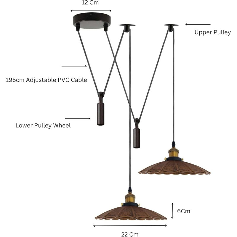 2 - Light Brushed Copper Umbrella Pendant