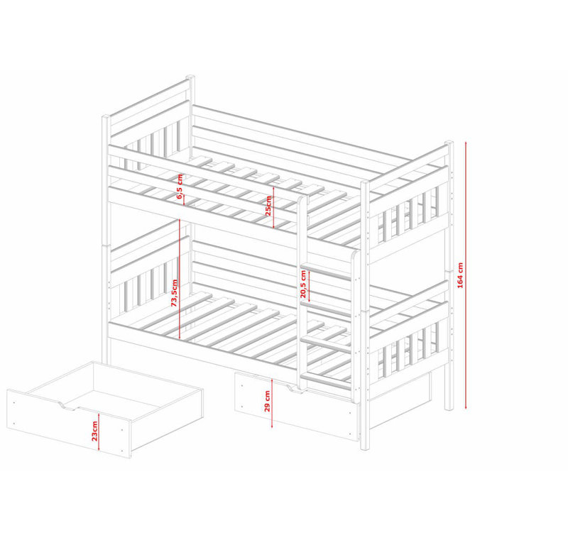 Aella Bunk Bed with Storage Included, Graphite