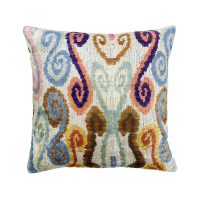 Ikat Silk and Velvet Pillow Cover
