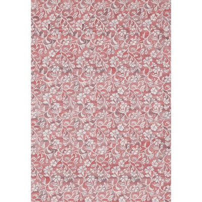 Camellia Floral Hand Tufted Polyester Indoor/Outdoor Area Rug in Coral/Ivory